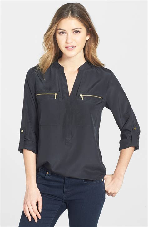 michael kors blouse with zipper|Michael Kors blouse price.